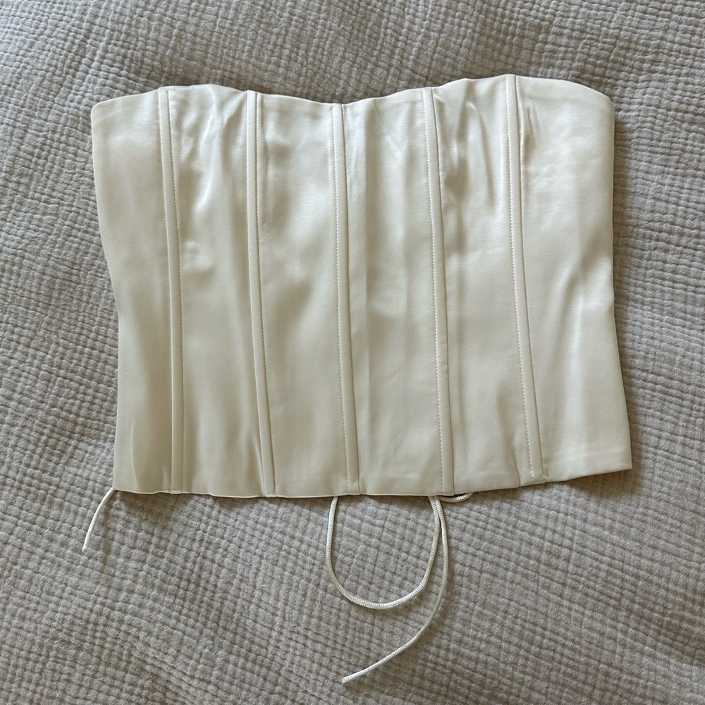 Meshki Amaya Lace Up Corset Top - Bone